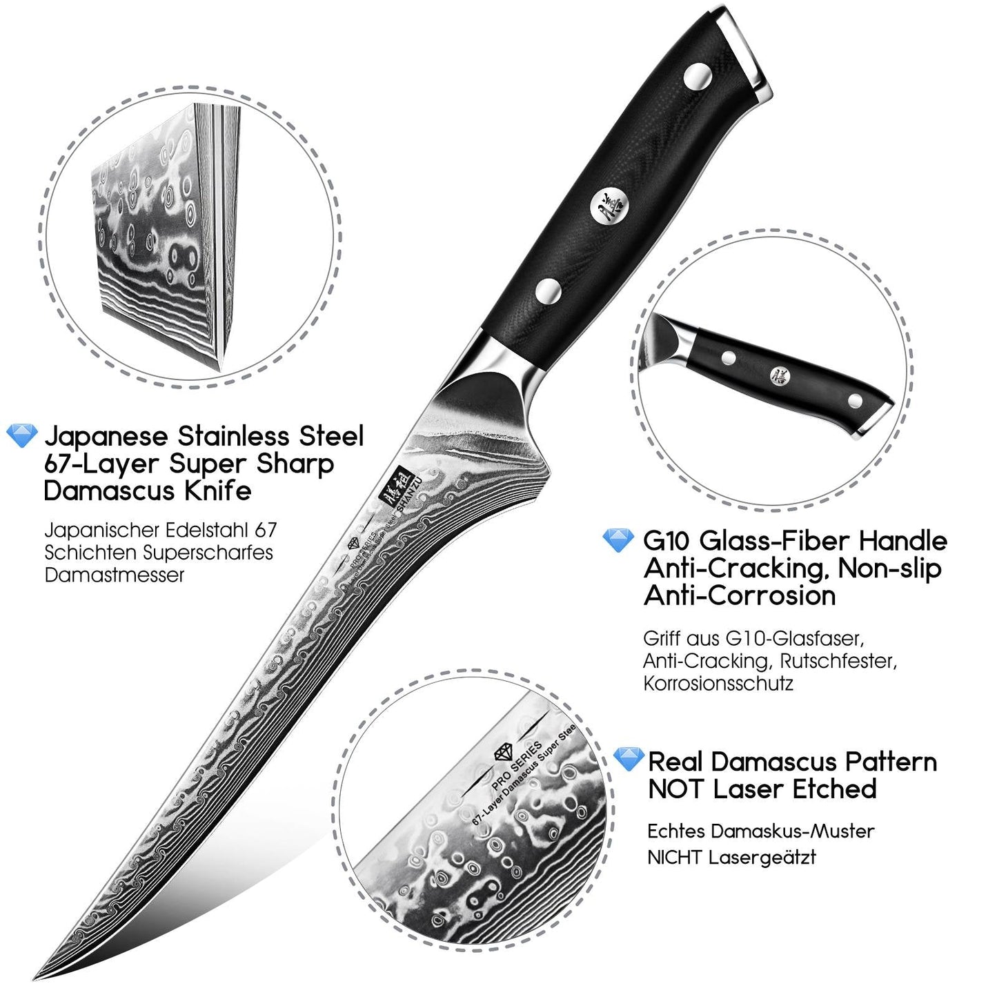 PRO Damascus Fillet Knife+MAGNE TICKNIFE HOLDER