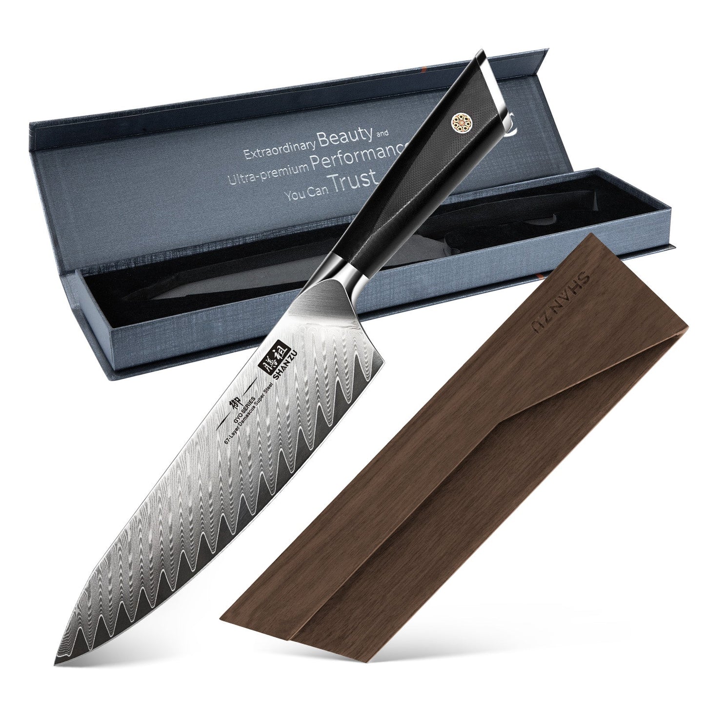 GYO Damascus Chef Knife+MAGNE TICKNIFE HOLDER