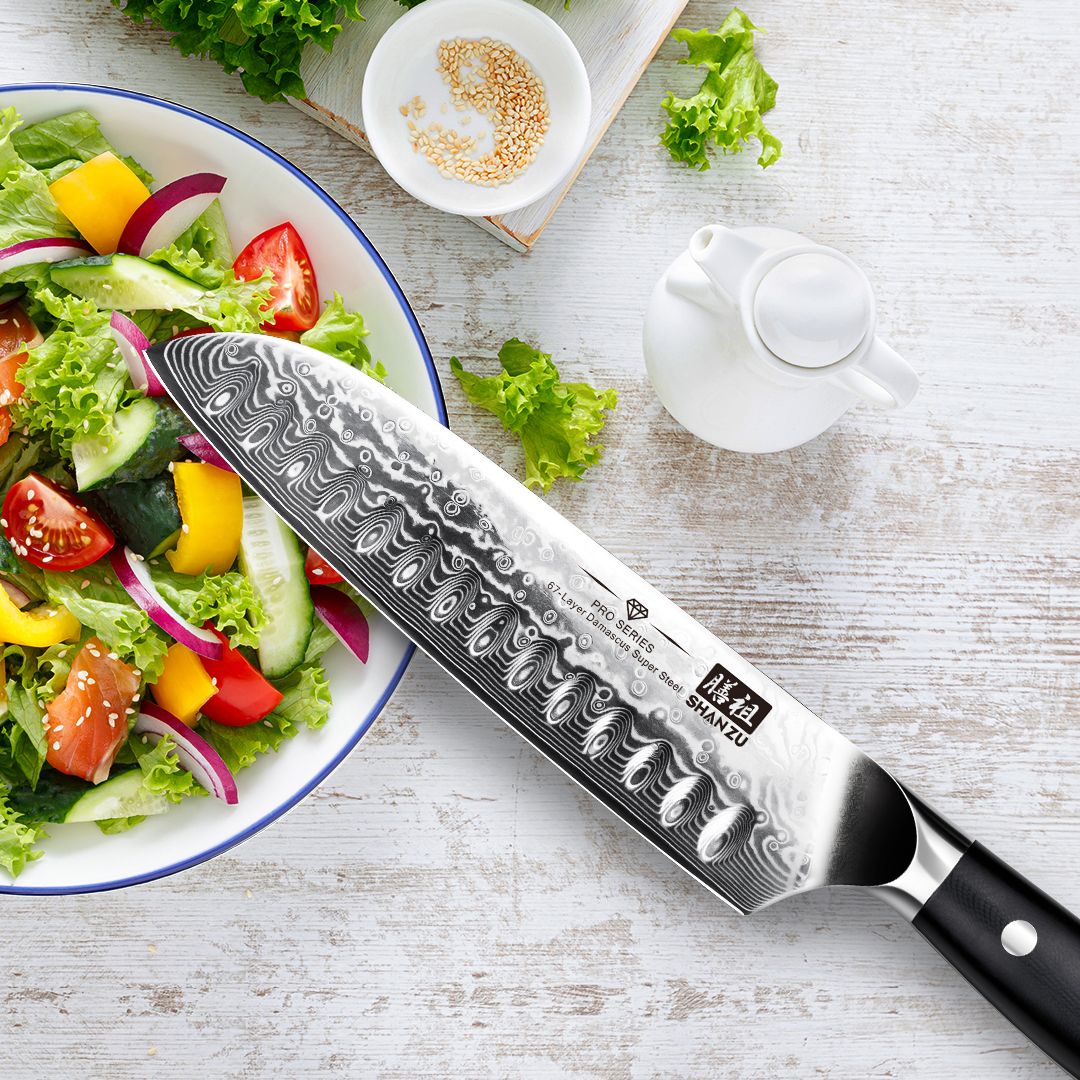 SHAN ZU Pro Series | 3-Piece Damascus Knife Set + 12" Magnetic Knife Holder