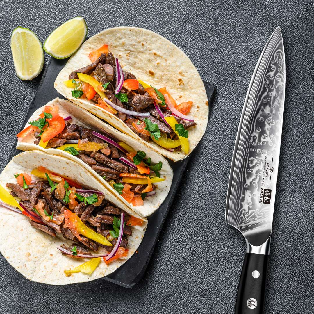 SHAN ZU Pro Series | 3-Piece Damascus Knife Set + 12" Magnetic Knife Holder