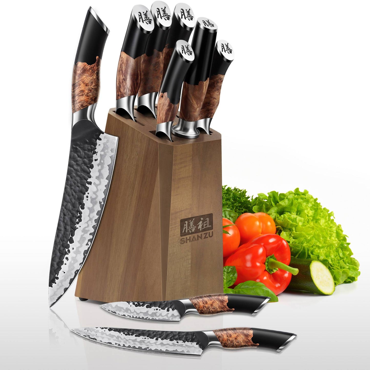 Tengu 7-PCS Japanese Kitchen Knife Set With Block+MAGNETIC KNIFE BLOCK