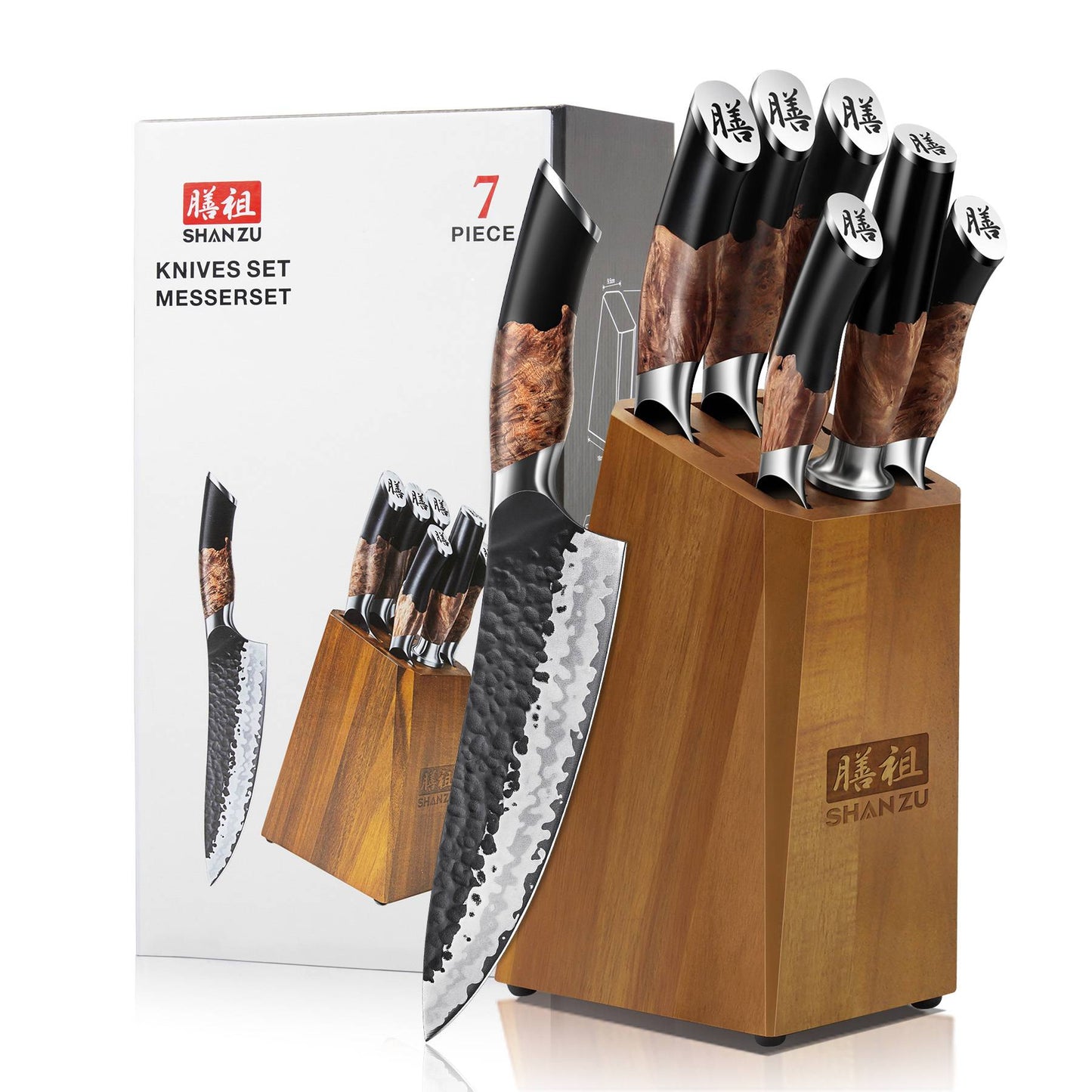 Tengu 7-PCS Japanese Kitchen Knife Set With Block+MAGNETIC KNIFE BLOCK