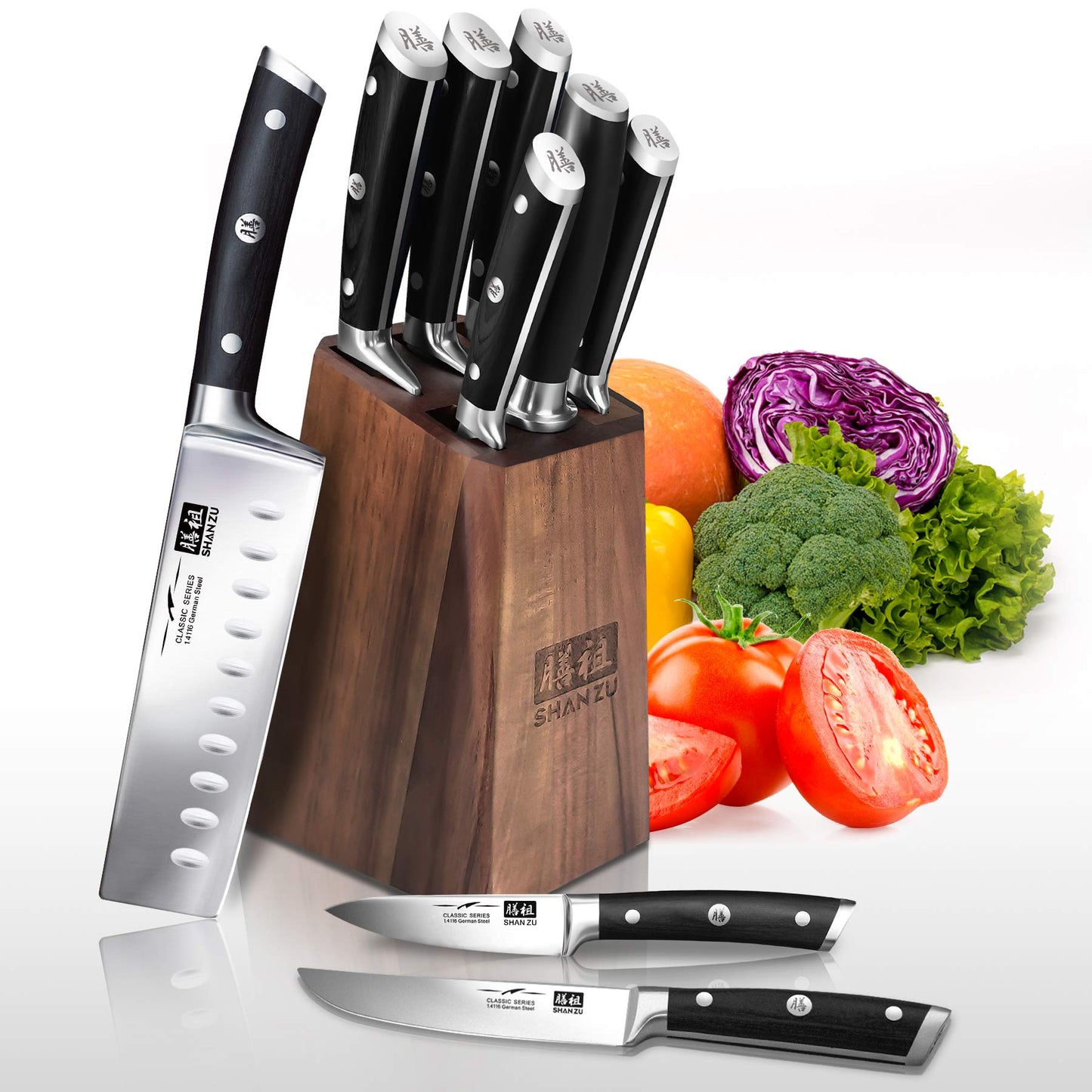 Classic 7-PCS High Carbon Steel Knife Set+MAGNETIC KNIFE BLOCK