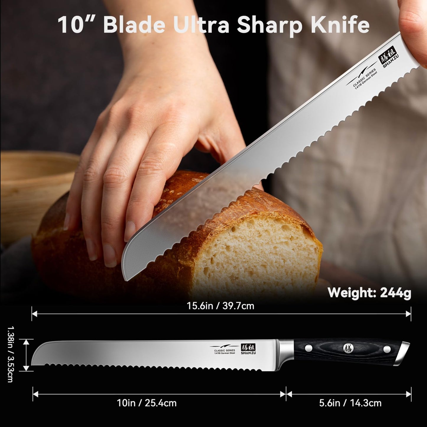 Classic 10" High Carbon Steel Bread Knife