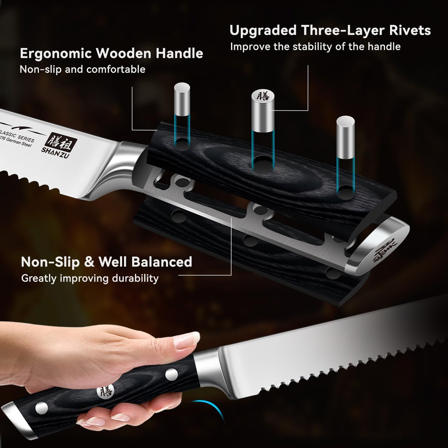 Classic 10" High Carbon Steel Bread Knife