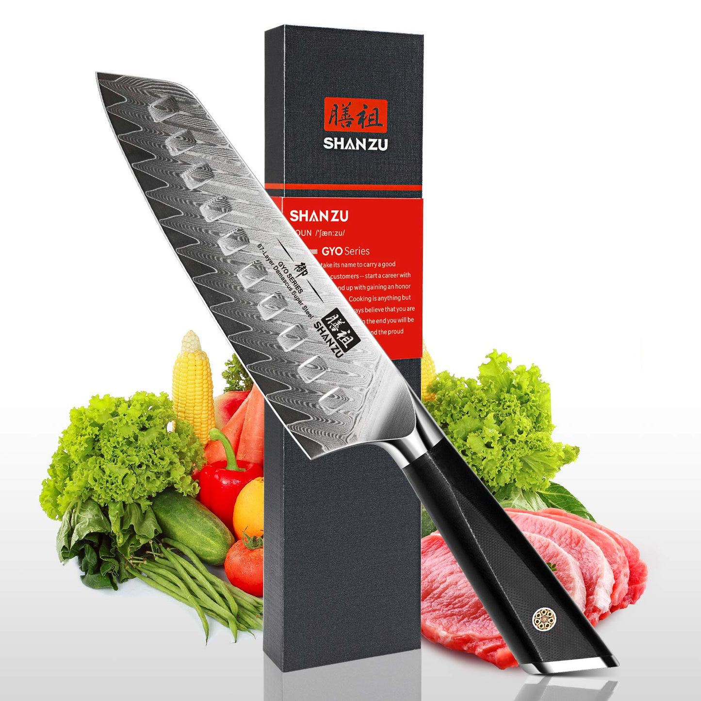 GYO Damascus Santoku Knife+MAGNE TICKNIFE HOLDER