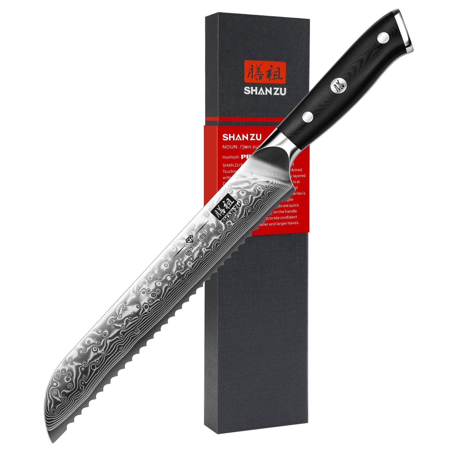 PRO Damascus Bread Knife+MAGNE TICKNIFE HOLDER