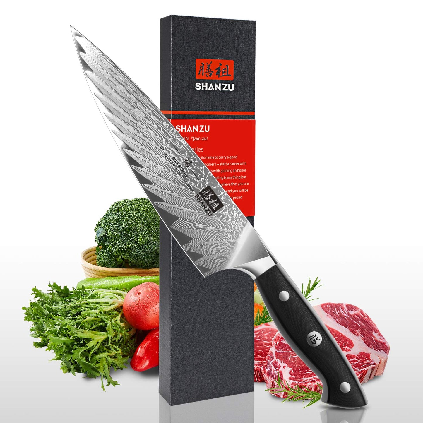Sun Damascus Chef Knife+MAGNE TICKNIFE HOLDER