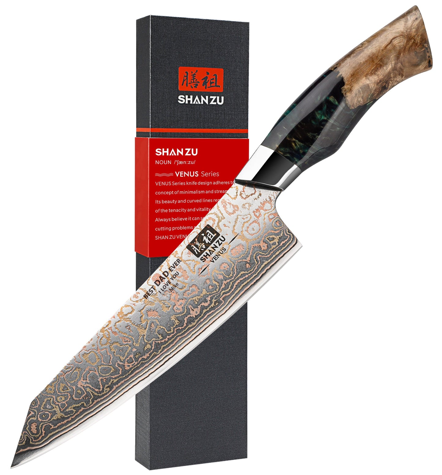 Venus Copper 8" Damascus Chef Knife+MAGNE TICKNIFE HOLDER